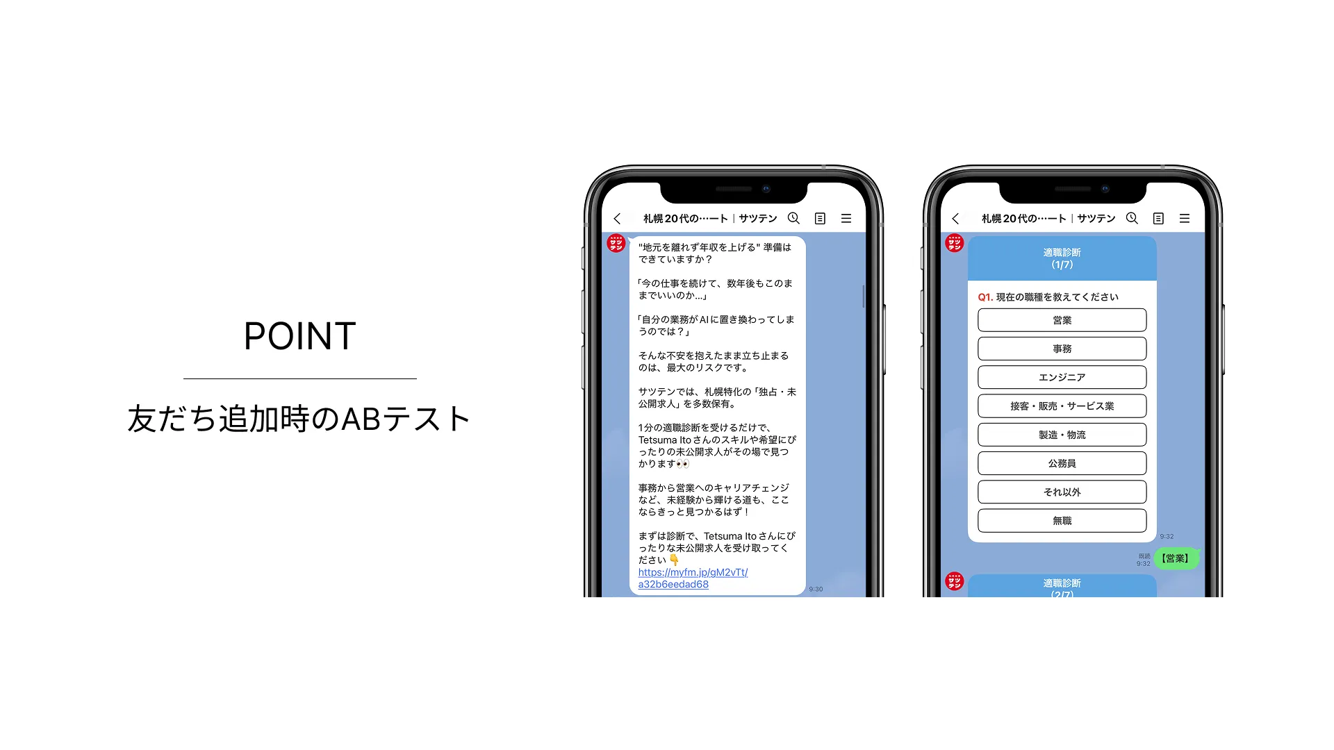 適職診断アンケートのA/Bテスト構成